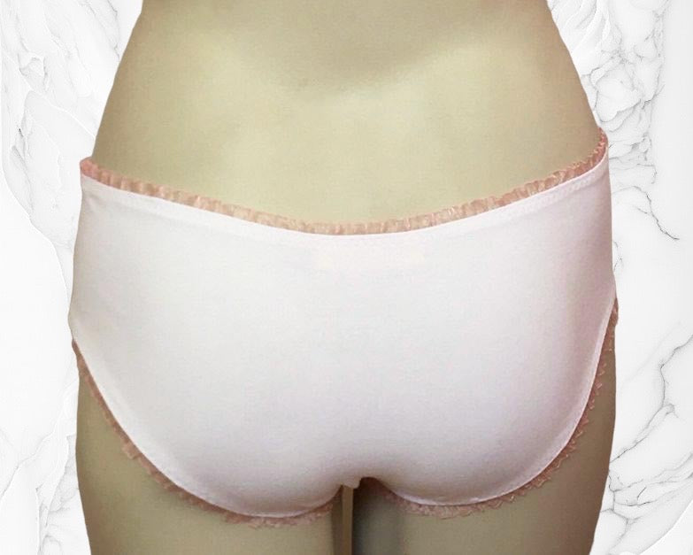 White cotton panties - undies -cute -Ddlg - kawaii - handmade - Canada