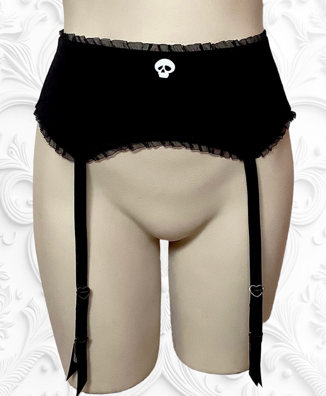 Black bamboo garter belt -suspender belt-goth lingerie handmade-Canada|  InspirationVintage