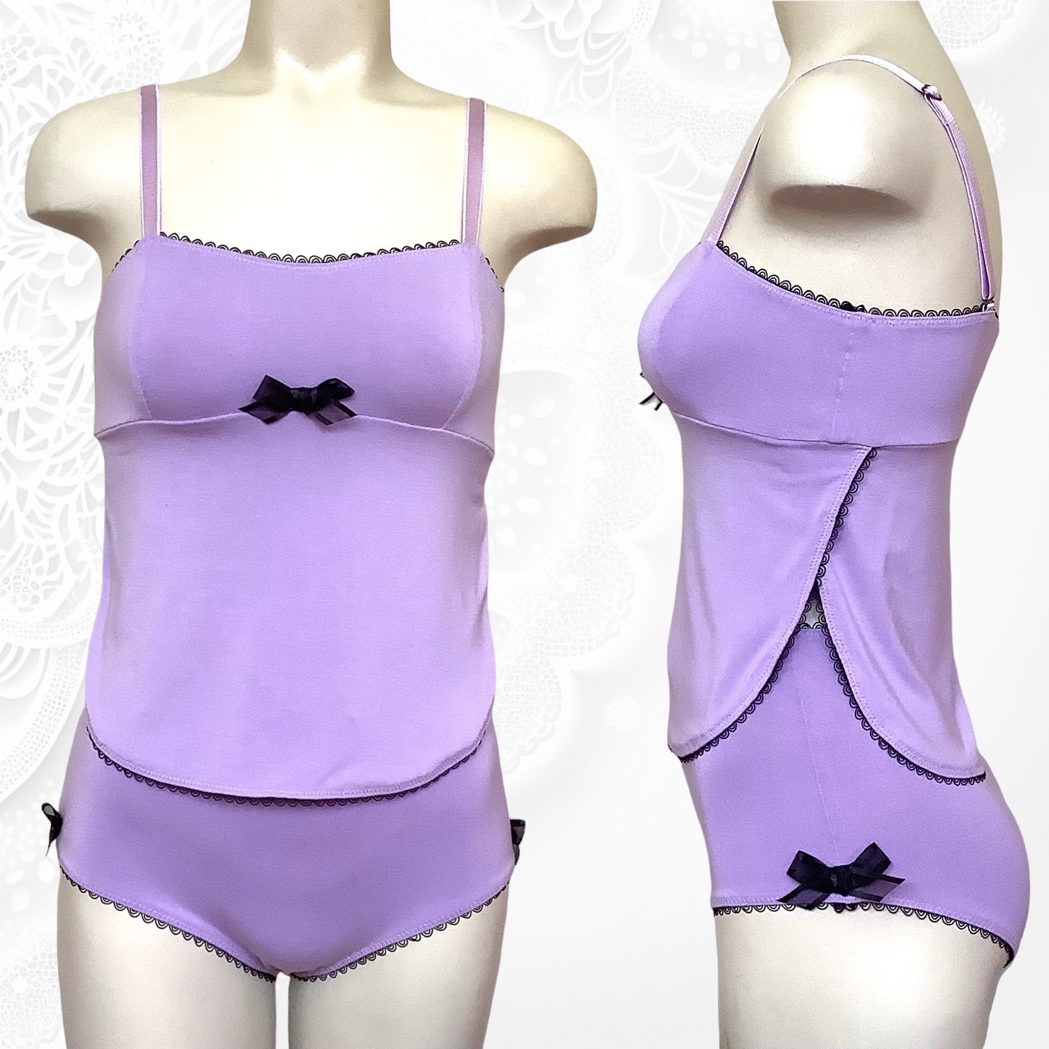 Lilac purple bamboo camisole -cute-retro- lingerie - handmade